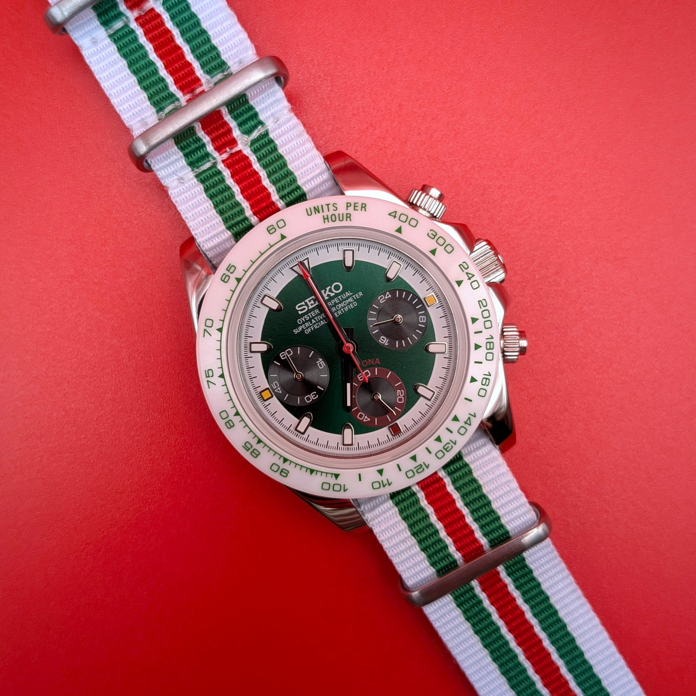 Green Dial & White Bezel | Rally Colorway | Seiko VK63 Movement