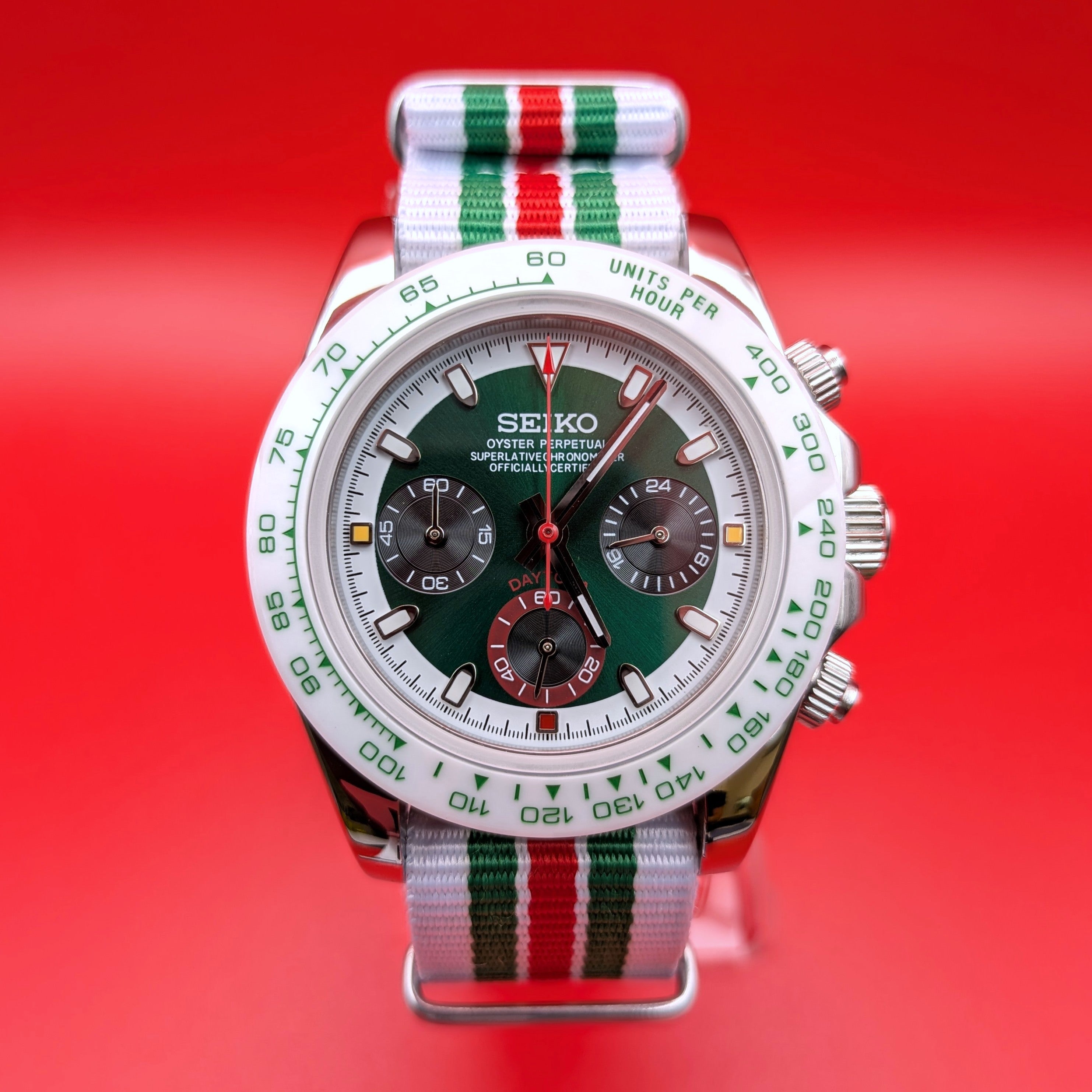 Green Dial & White Bezel | Rally Colorway | Seiko VK63 Movement