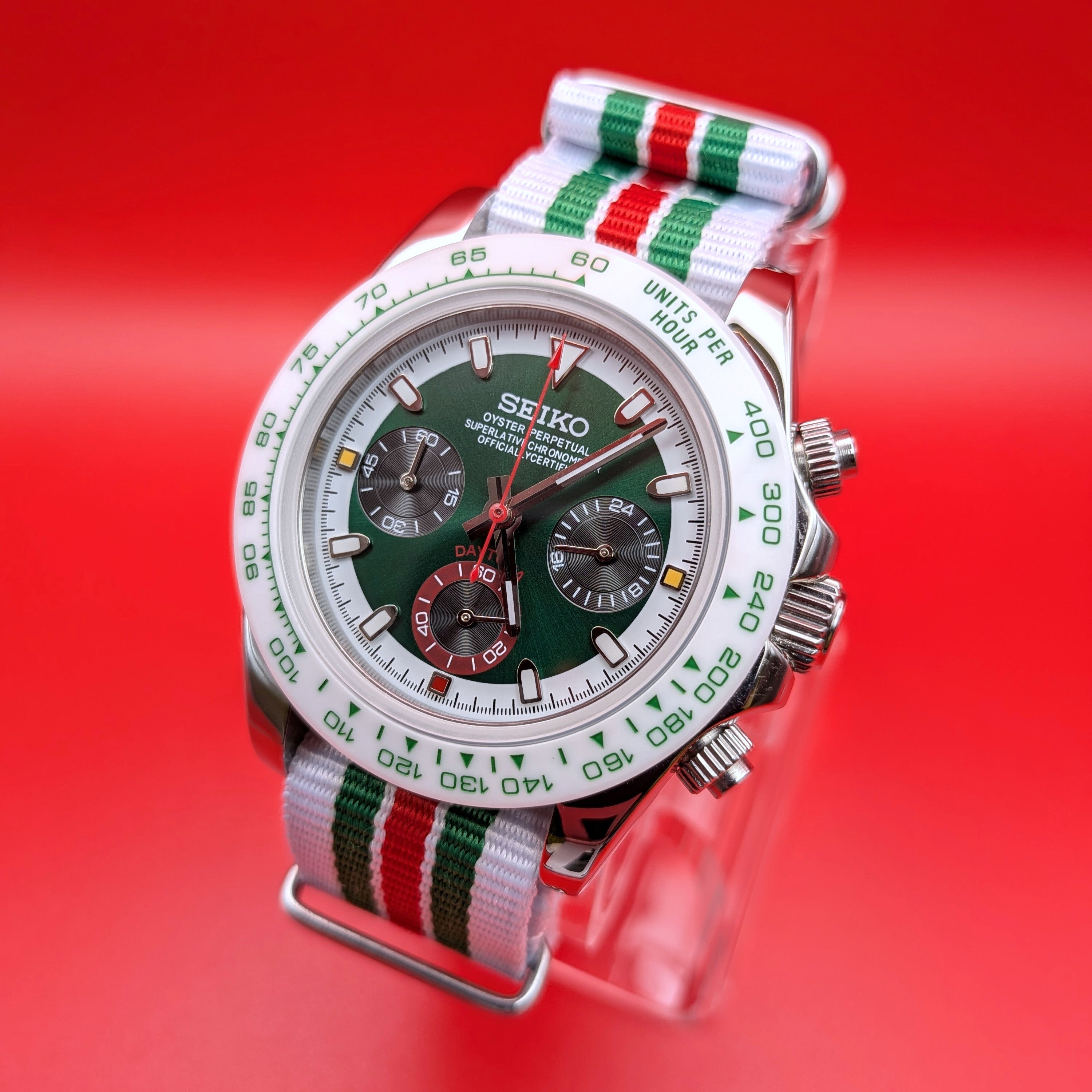 Green Dial & White Bezel | Rally Colorway | Seiko VK63 Movement